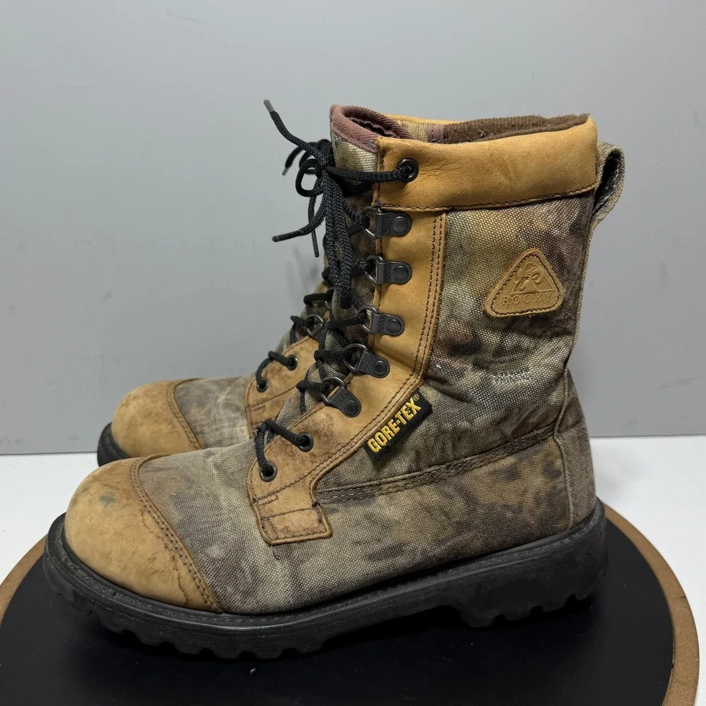 Rocky BearClaw Hunting Boots Men 8.5 Wide Gore-Tex 600g Camo Brown Tan Gorpcore